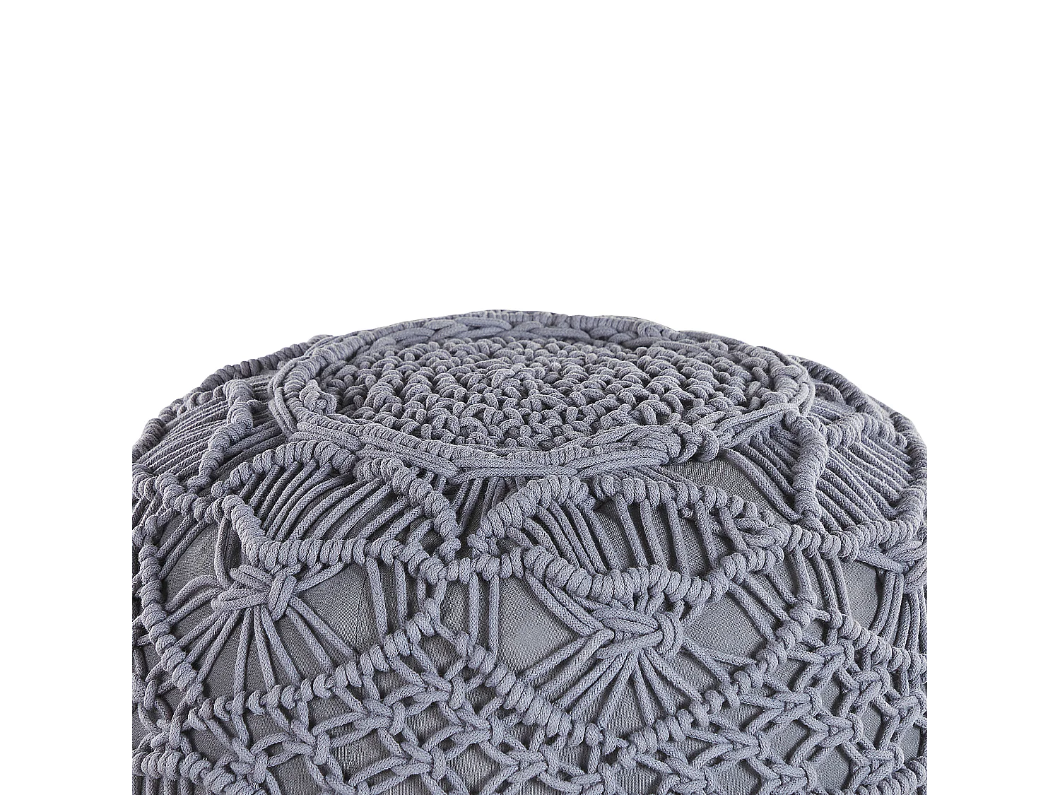 Pouf grau 40 x 40 cm rund gestrickt Baumwolle Kayseri