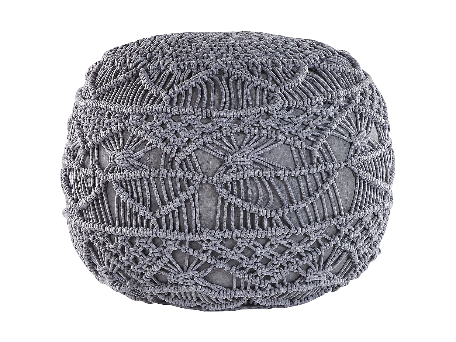 Pouf Macramè KAYSERI Cotone Grigio 40 cm 40 cm 40 cm