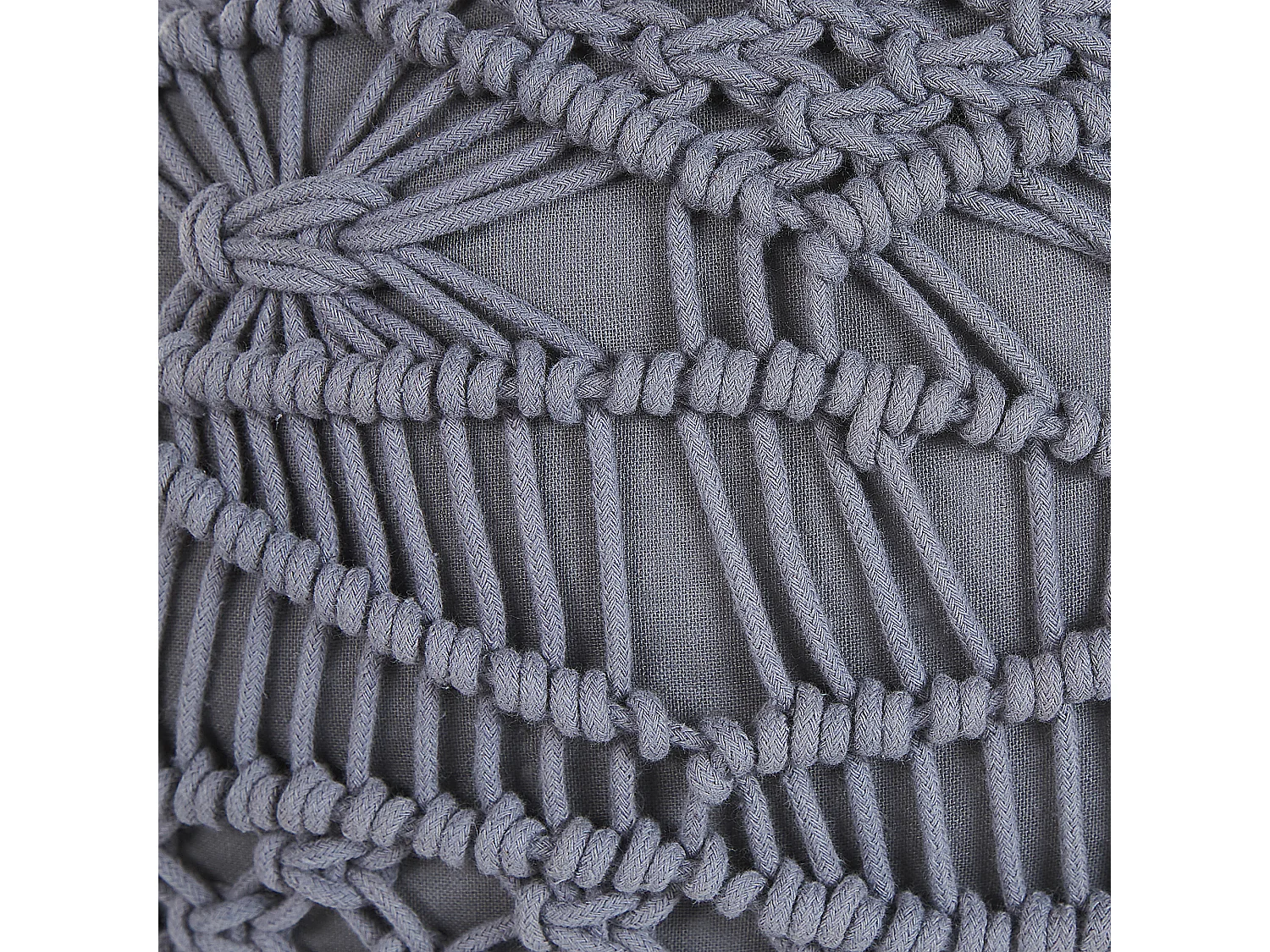 Pouf Macramè KAYSERI Cotone Grigio 40 cm 40 cm 40 cm