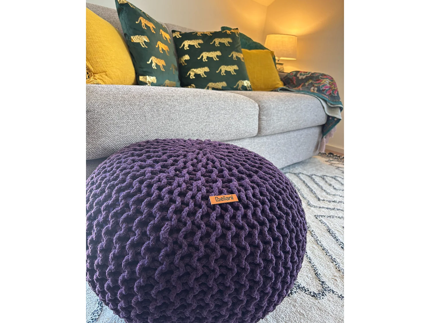 Puf CONRAD Algodón Púrpura 50 cm 50 cm 35 cm
