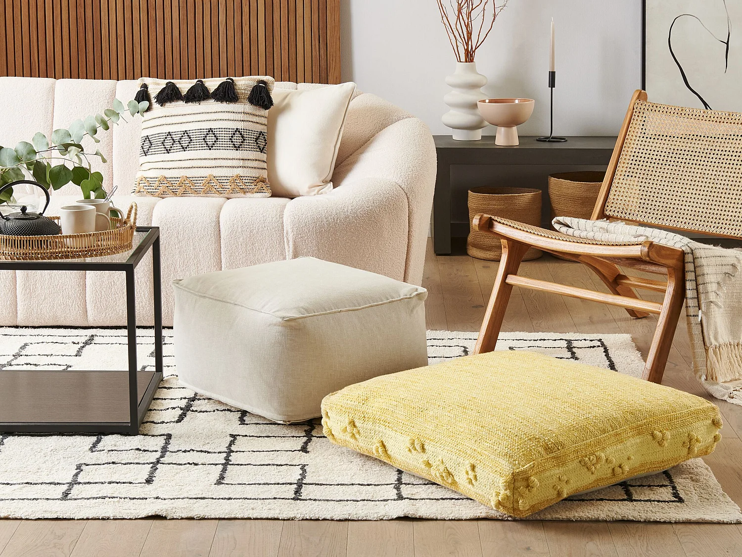 Pouf CLONE Cotone Giallo 60 cm 60 cm 12 cm