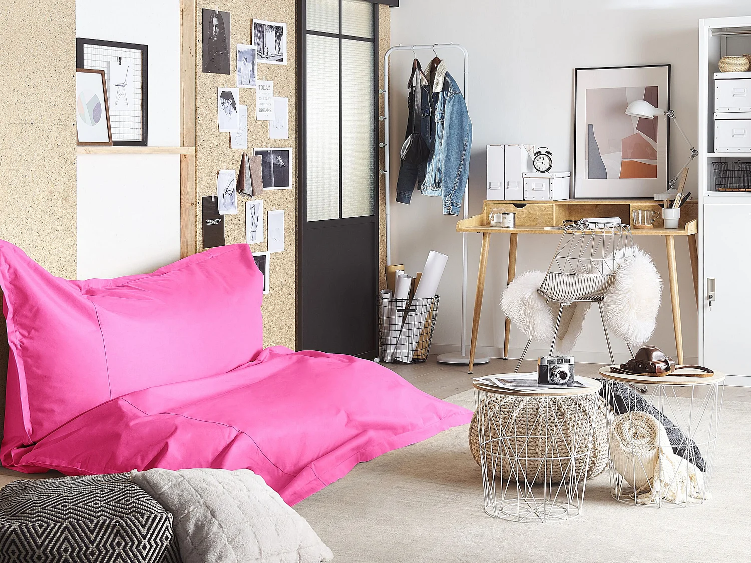 Pouf poire 600 L FUZZY 180 cm 230 cm Rose fushia