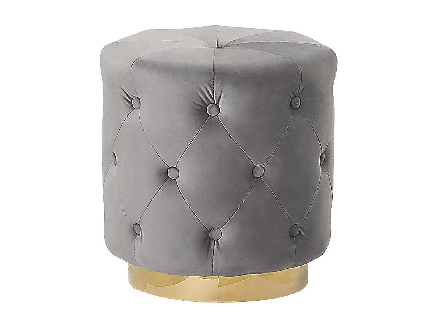 Pouf hellgrau 40 x 40 cm Samtstoff goldener Akzent Carrollton