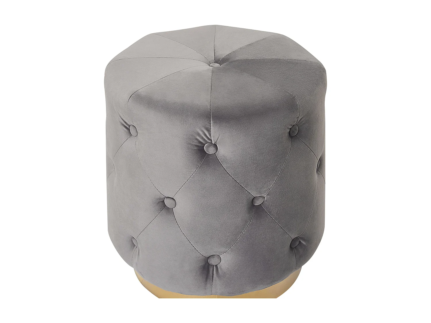 Pouf hellgrau 40 x 40 cm Samtstoff goldener Akzent Carrollton
