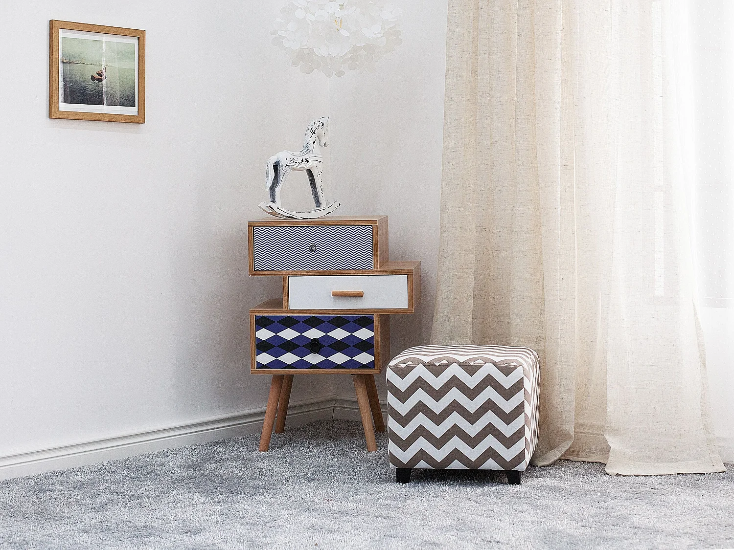 Poef KANSAS II Lichtgrijs Katoen 37 cm 37 cm