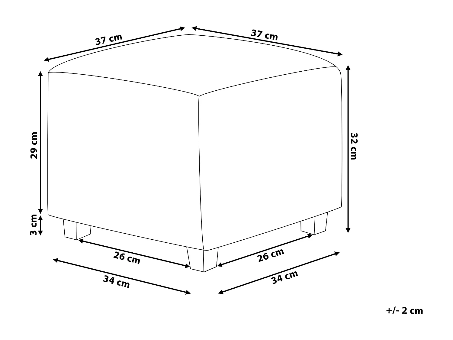 Poef KANSAS II Lichtgrijs Katoen 37 cm 37 cm