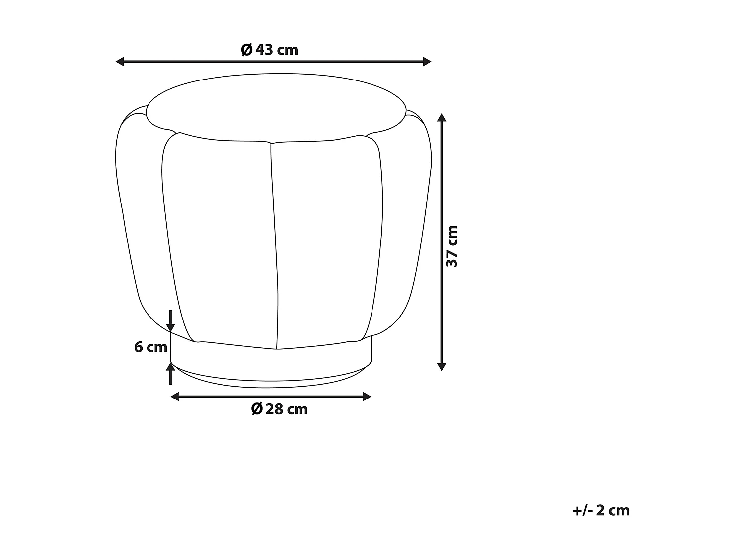 Pufe IRVING Veludo Preto 43 cm 43 cm 37 cm