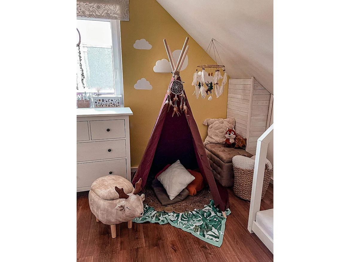 Pouf de rangement MICHIGAN Velours Marron clair