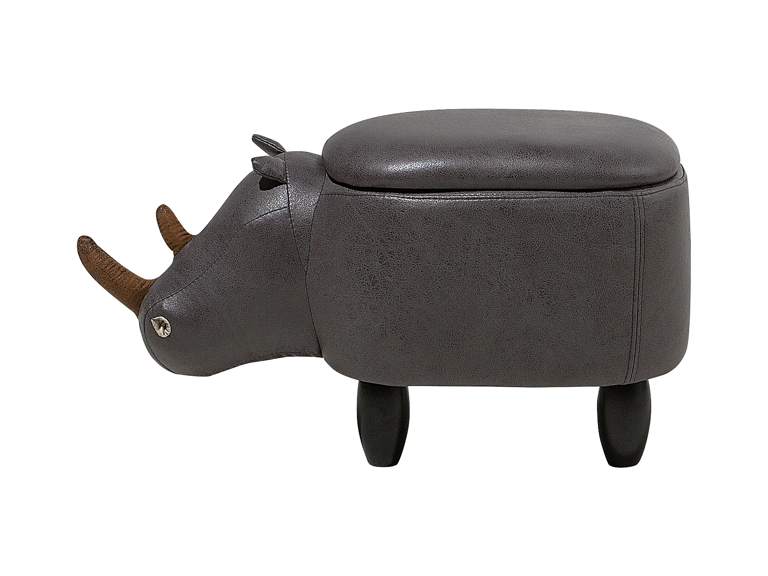 Tabouret de rangement animal RHINO Cuir PU Gris foncé