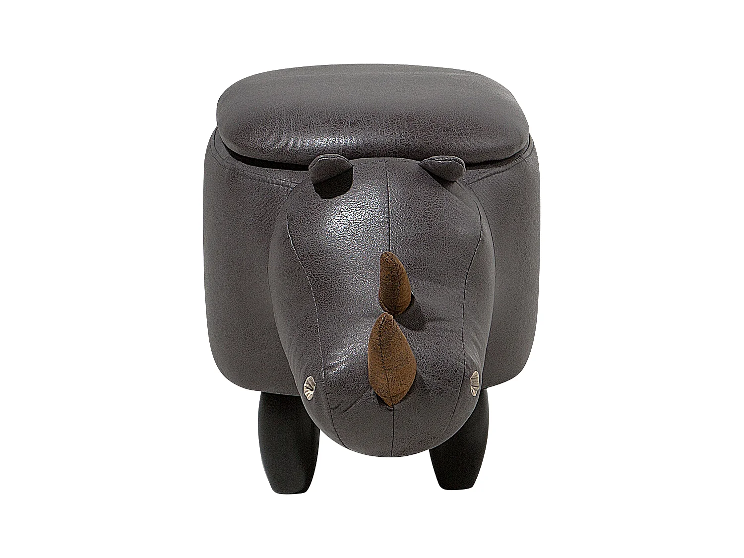 Tabouret de rangement animal RHINO Cuir PU Gris foncé