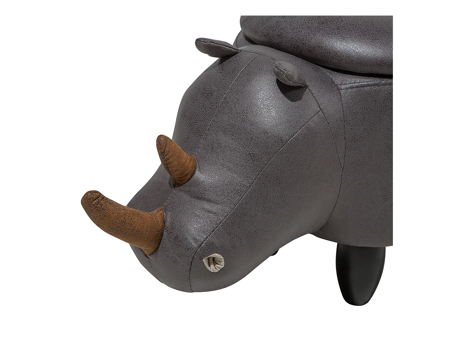 Tabouret de rangement animal RHINO Cuir PU Gris foncé