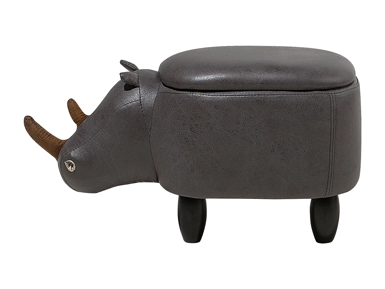 Pufa zwierzak ze schowkiem ekoskóra ciemnoszara RHINO