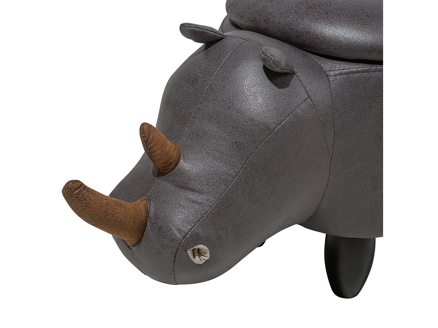 Tabouret de rangement animal RHINO Cuir PU Gris foncé Rhinocéros