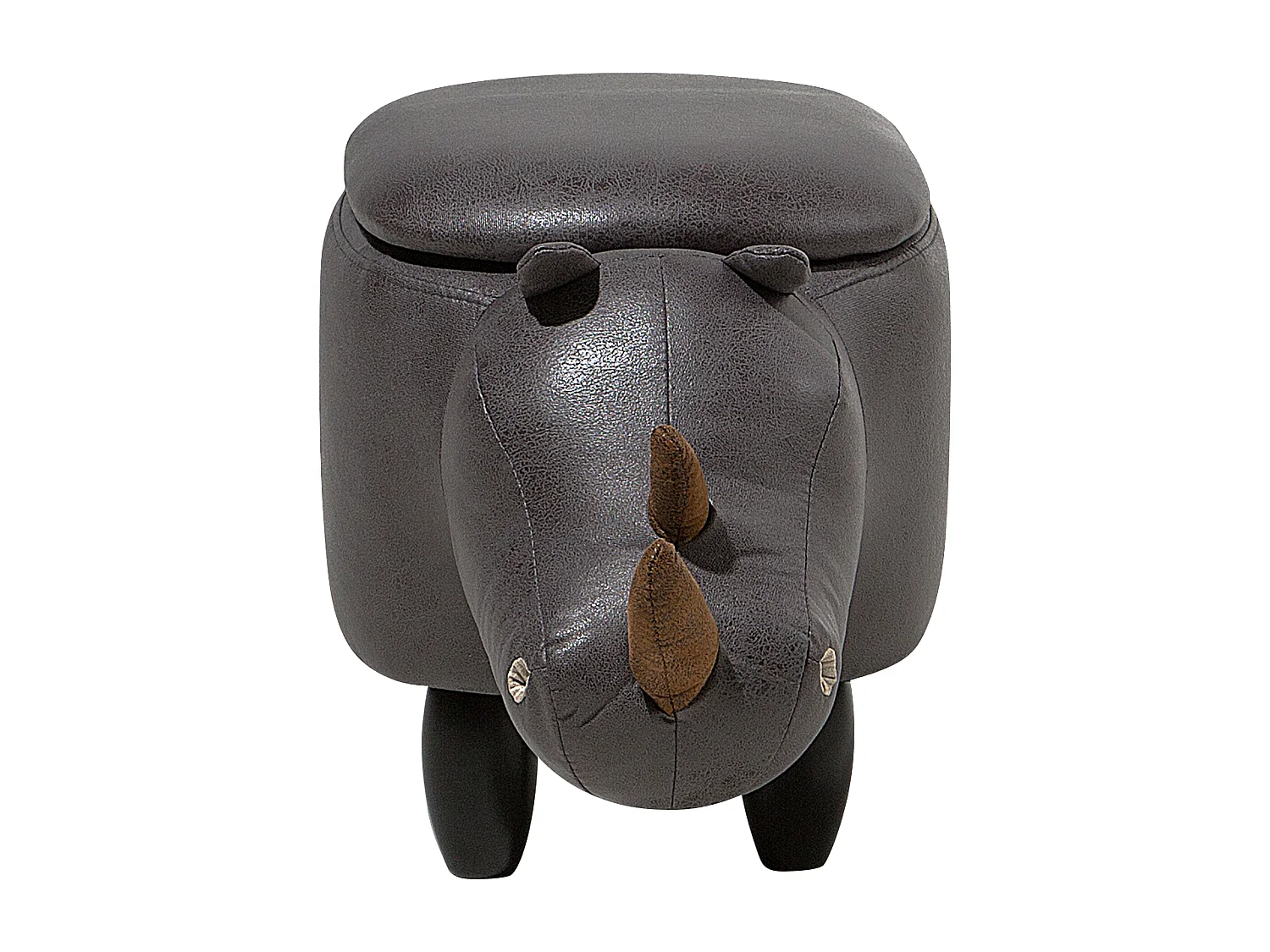 Tabouret de rangement animal RHINO Cuir PU Gris foncé Rhinocéros