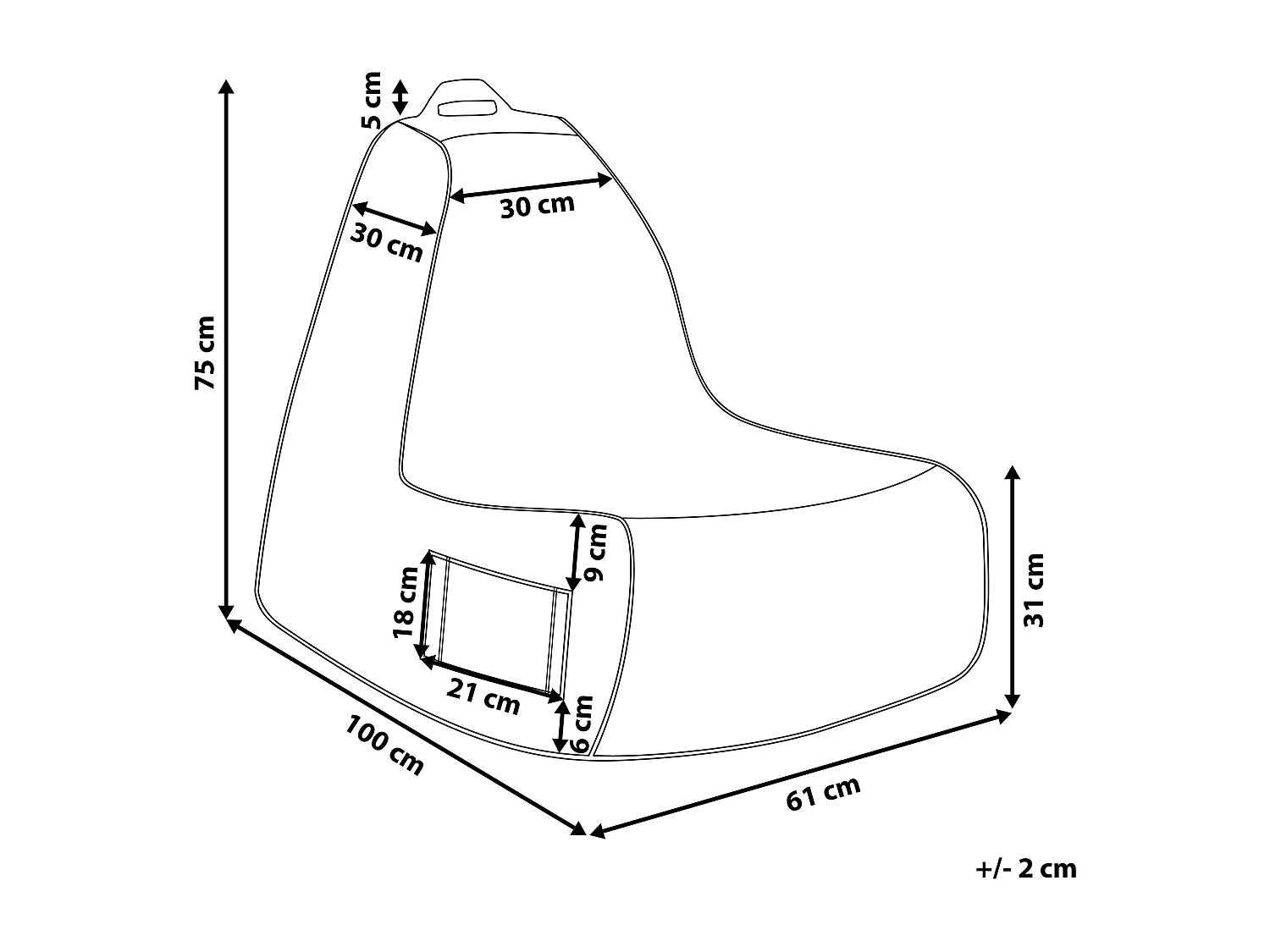 Sitzsack 200 L SIESTA 61 cm 100 cm Schwarz