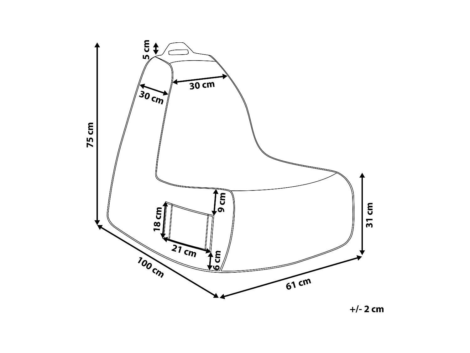 Zitzak 200 L SIESTA 61 cm 100 cm Zwart