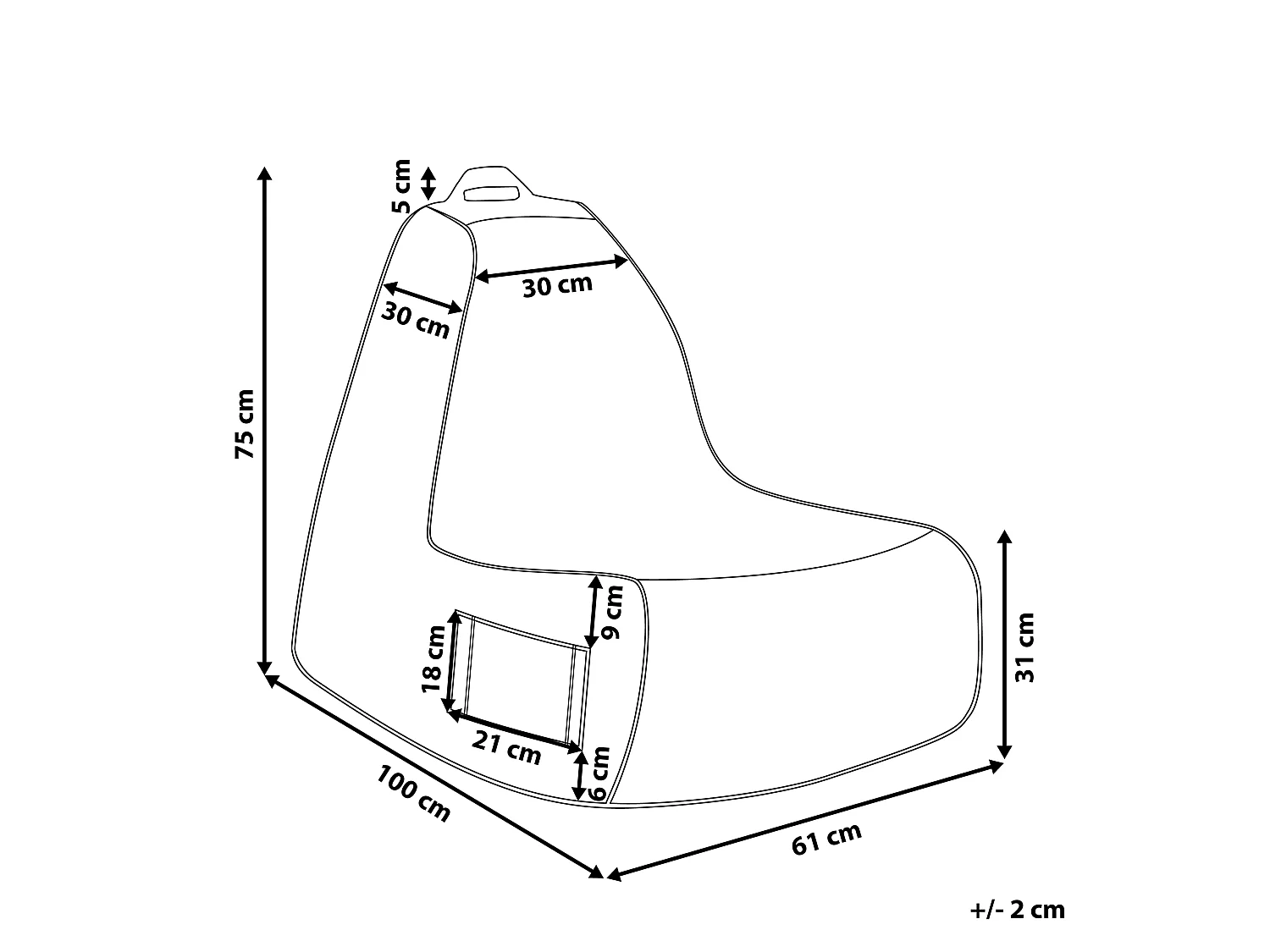 Sitzsack 200 L SIESTA 61 cm 100 cm Schwarz