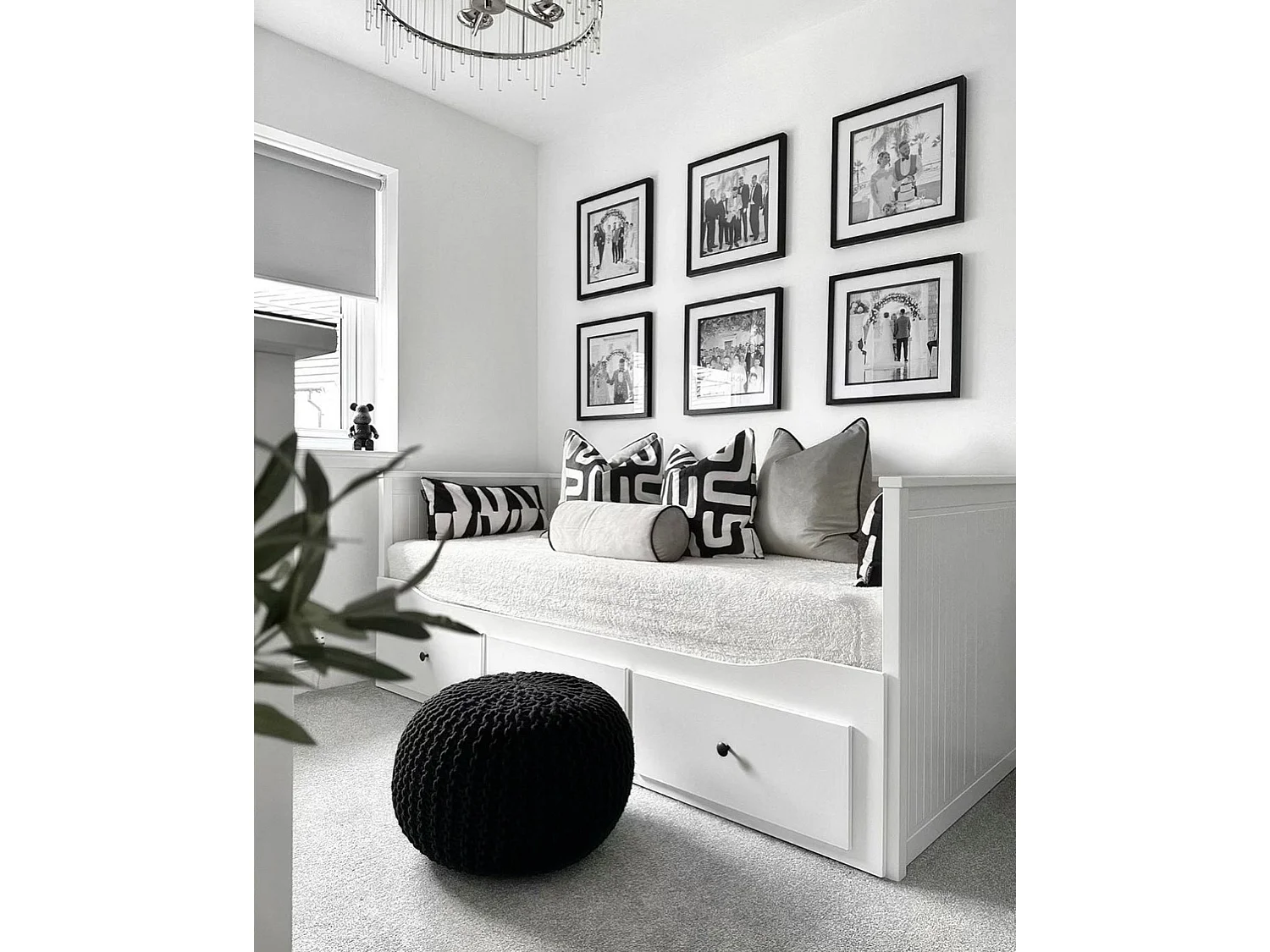 Pouf CONRAD Coton Noir 50 cm 50 cm 35 cm