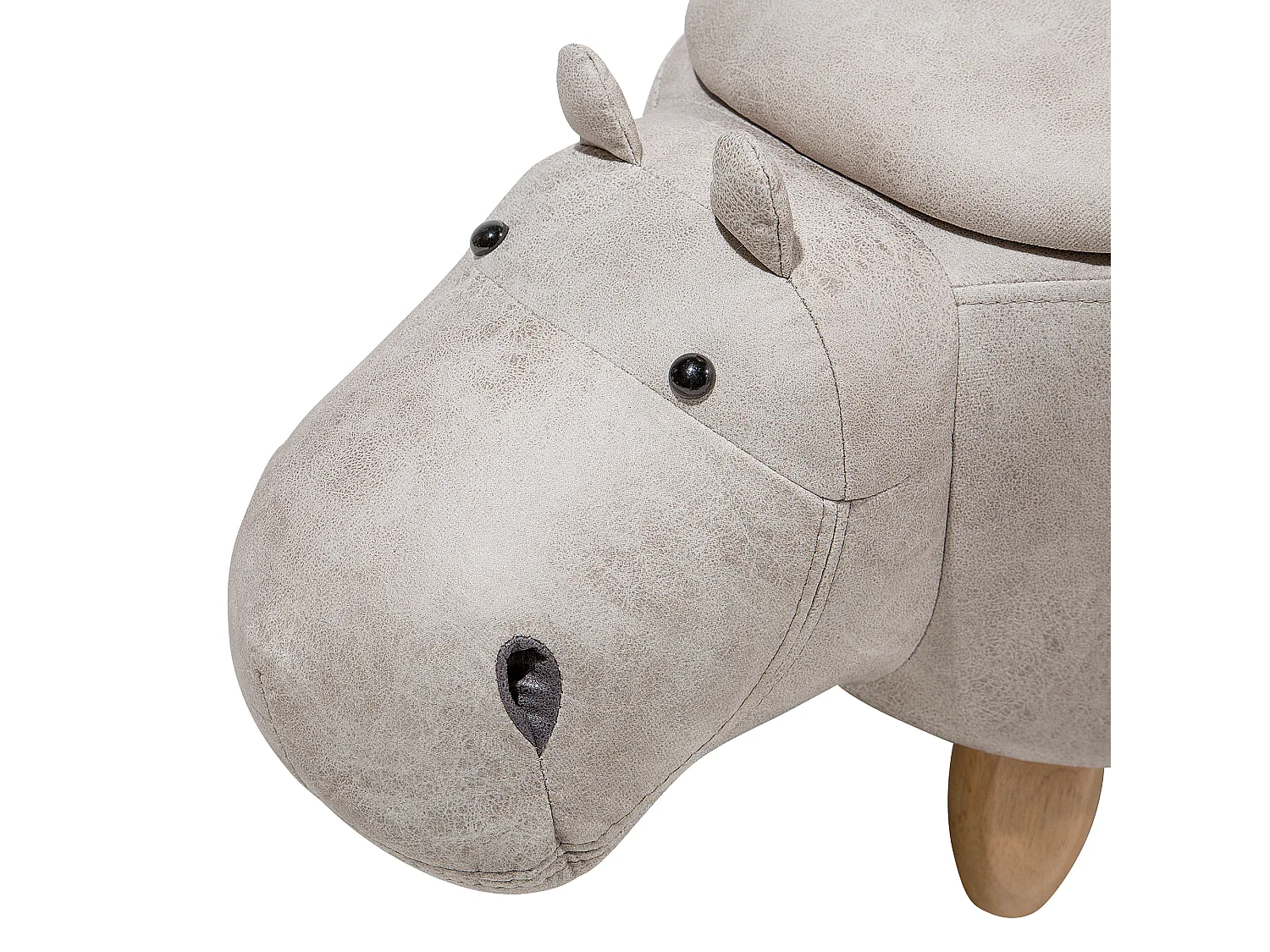 Tabouret de rangement animal HIPPO Cuir PU Gris clair