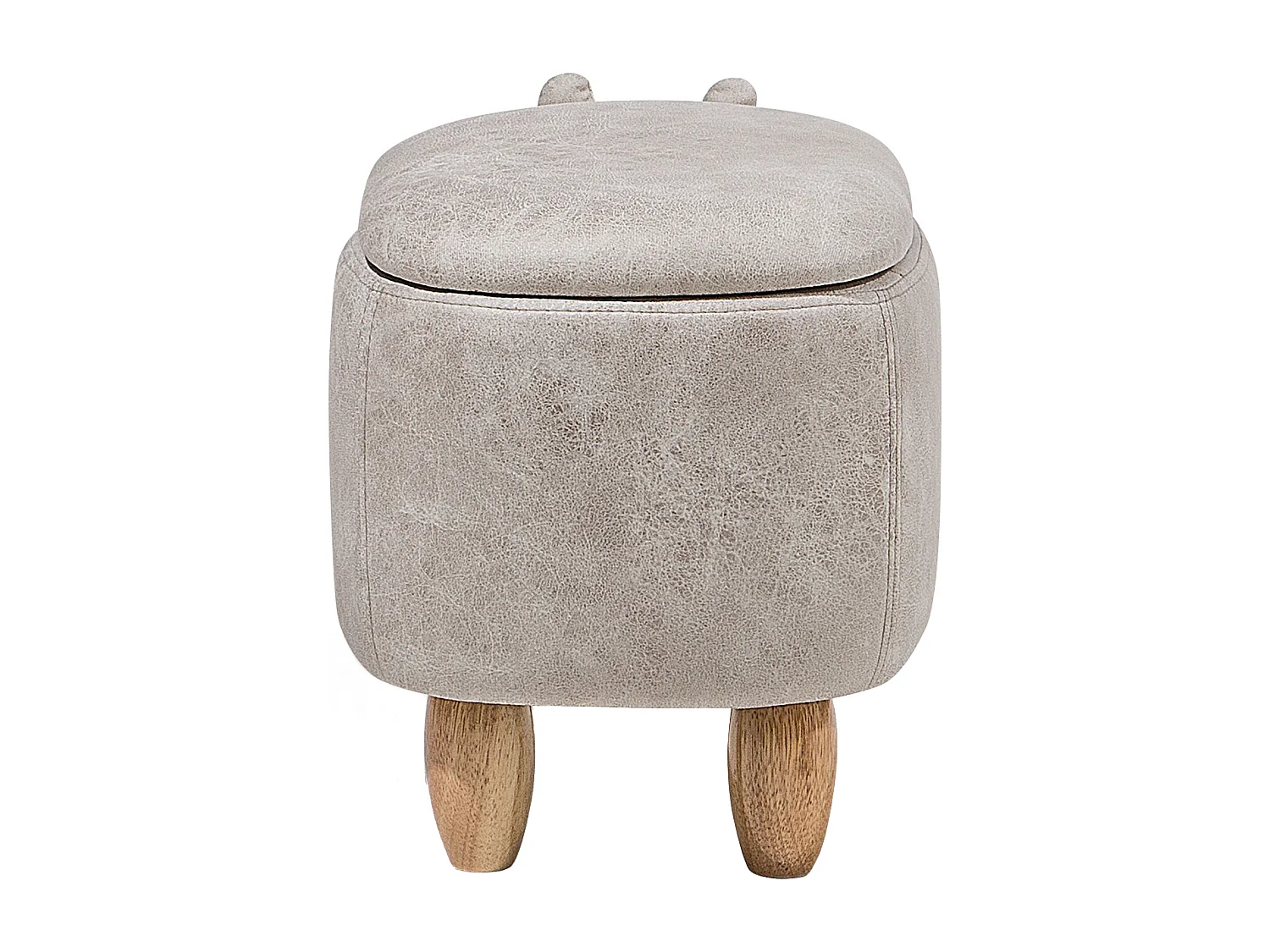 Tabouret de rangement animal HIPPO Cuir PU Gris clair Hippopotame