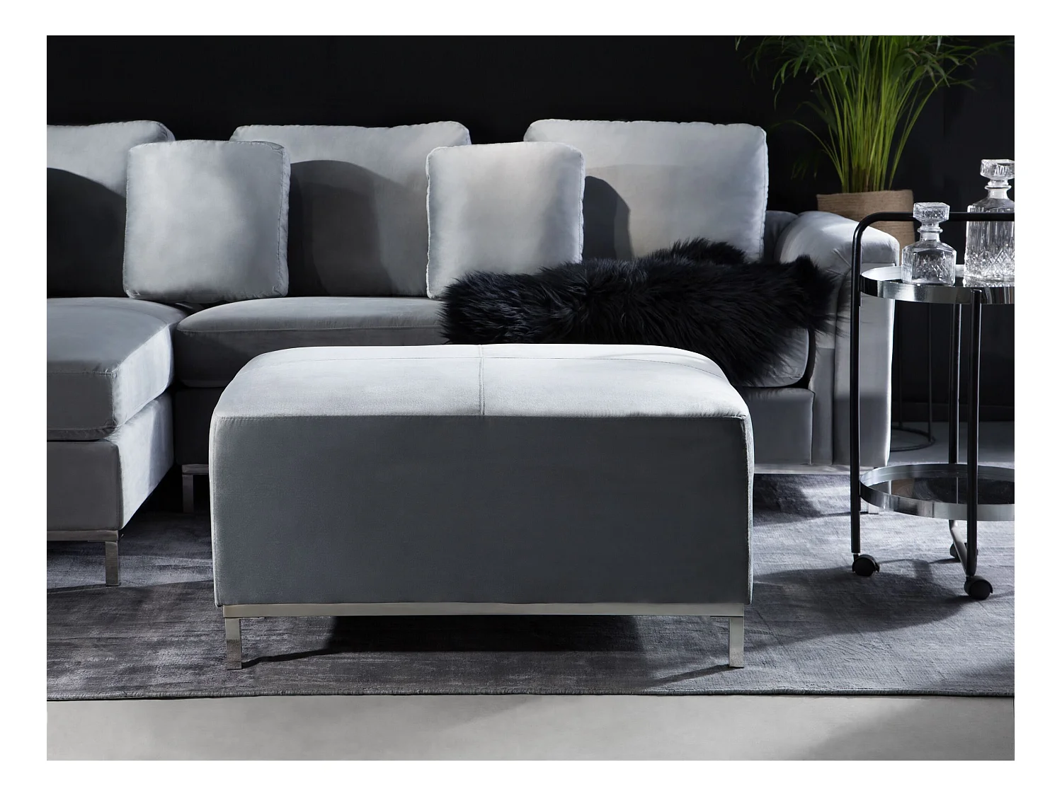 Ottoman OSLO Velours Gris