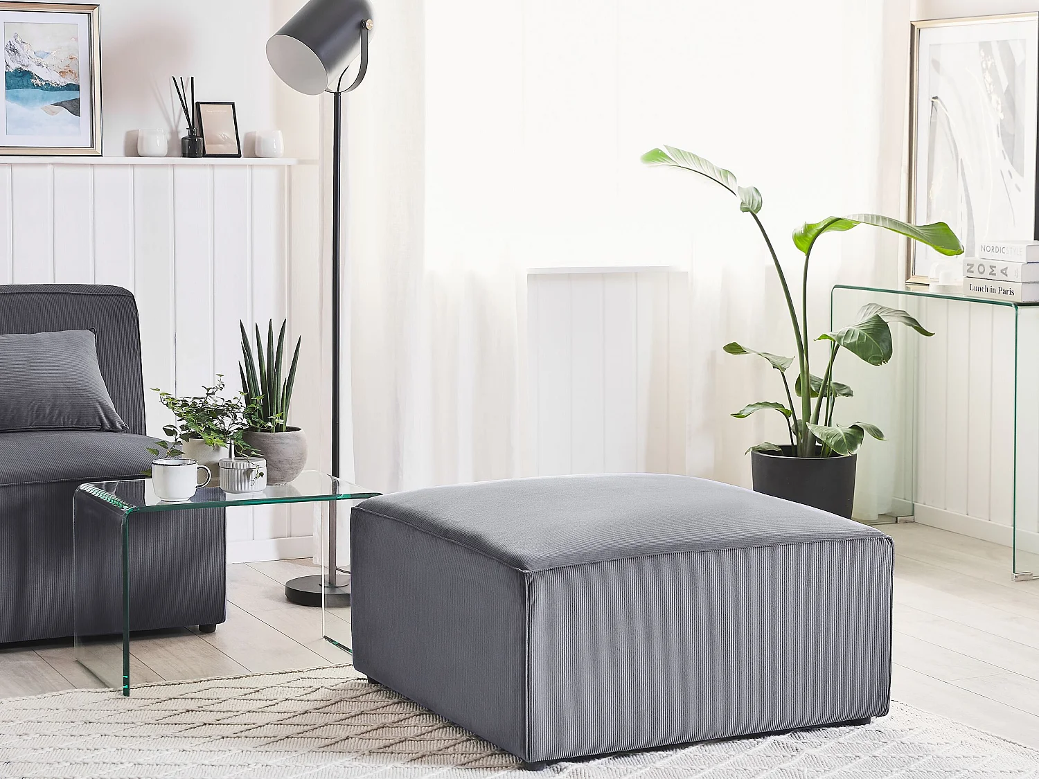 Ottomaan LEMVIG Corduroy Grijs