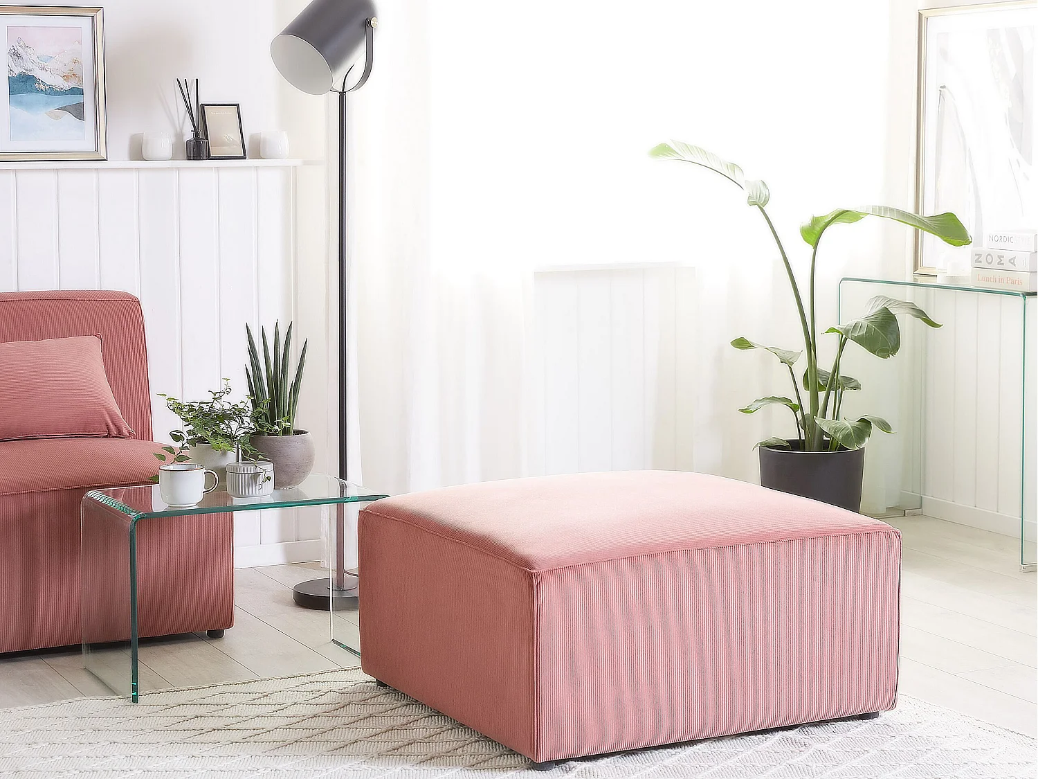 Ottomaan LEMVIG Corduroy Roze