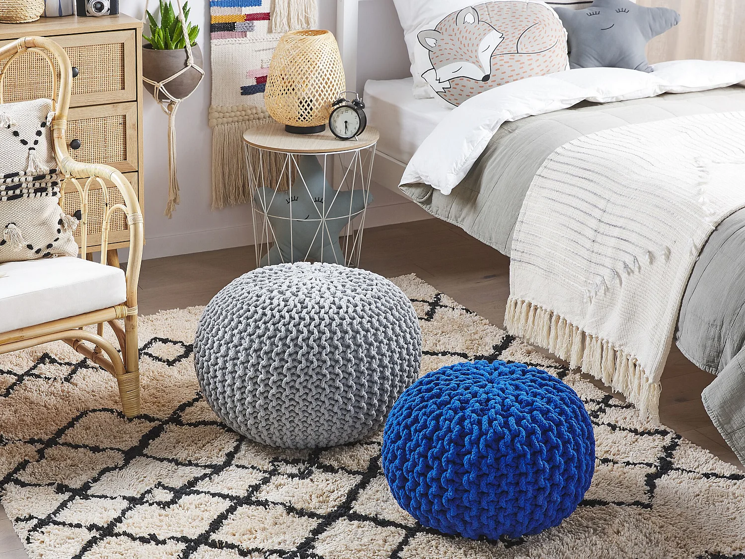 Pouf CONRAD Baumwolle Marineblau 40 cm 40 cm 25 cm