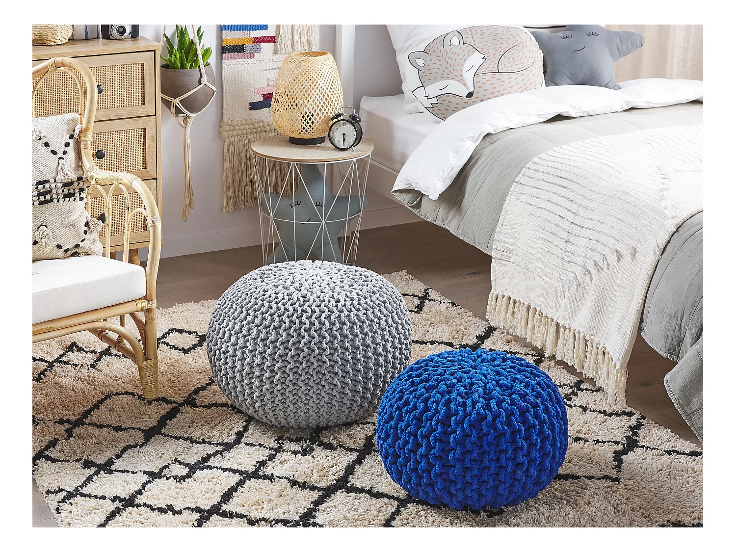 Puf CONRAD Algodón Azul marino 40 cm 40 cm 25 cm