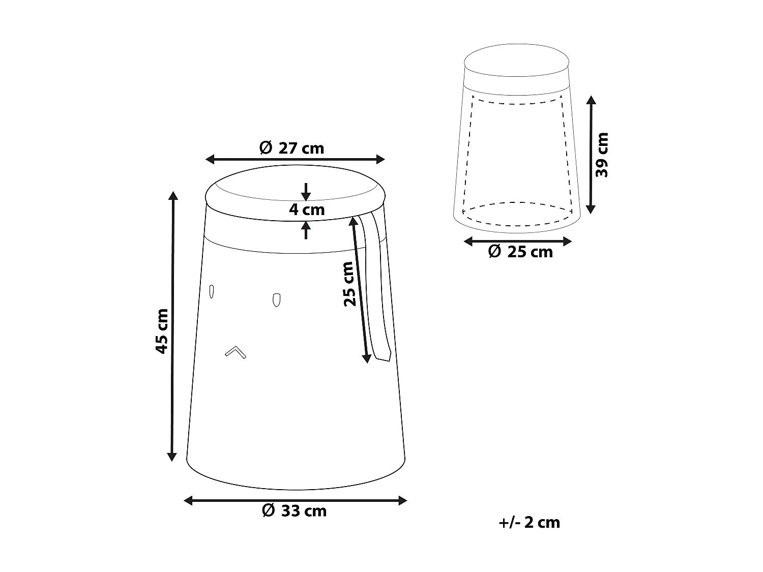 Pufe para crianças com arrumação SAMURAI Linho sintético Creme 33 cm 33 cm 45 cm