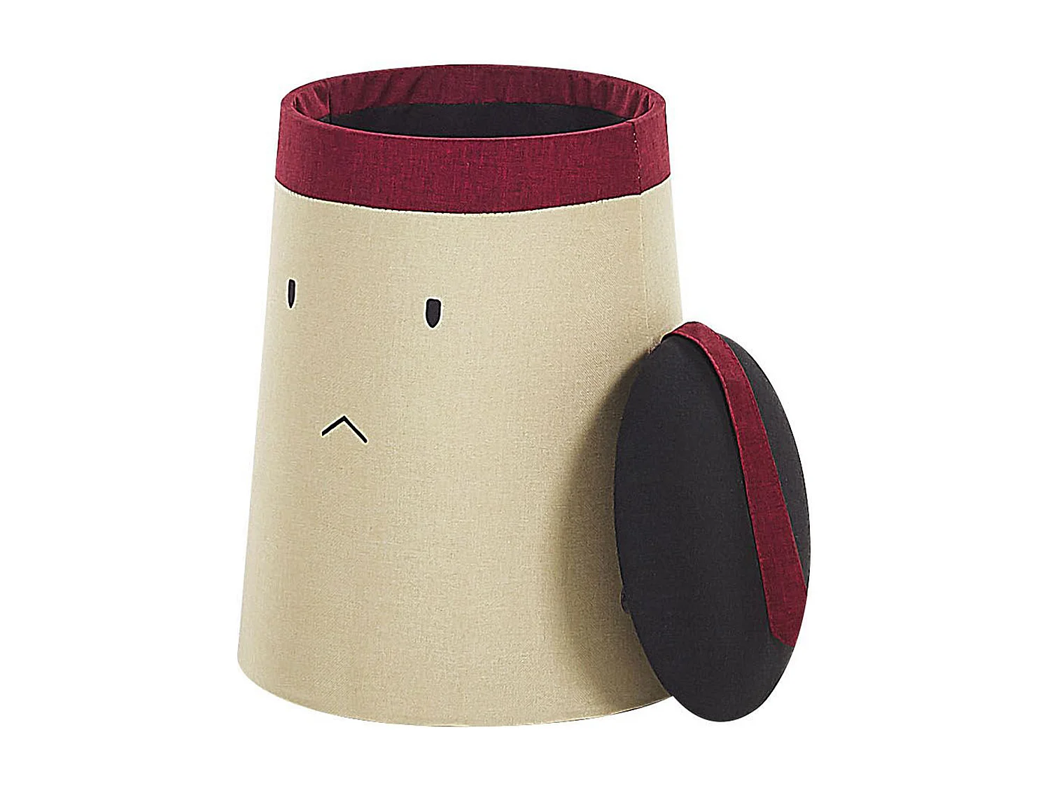 Pufe para crianças com arrumação SAMURAI Linho sintético Creme 33 cm 33 cm 45 cm