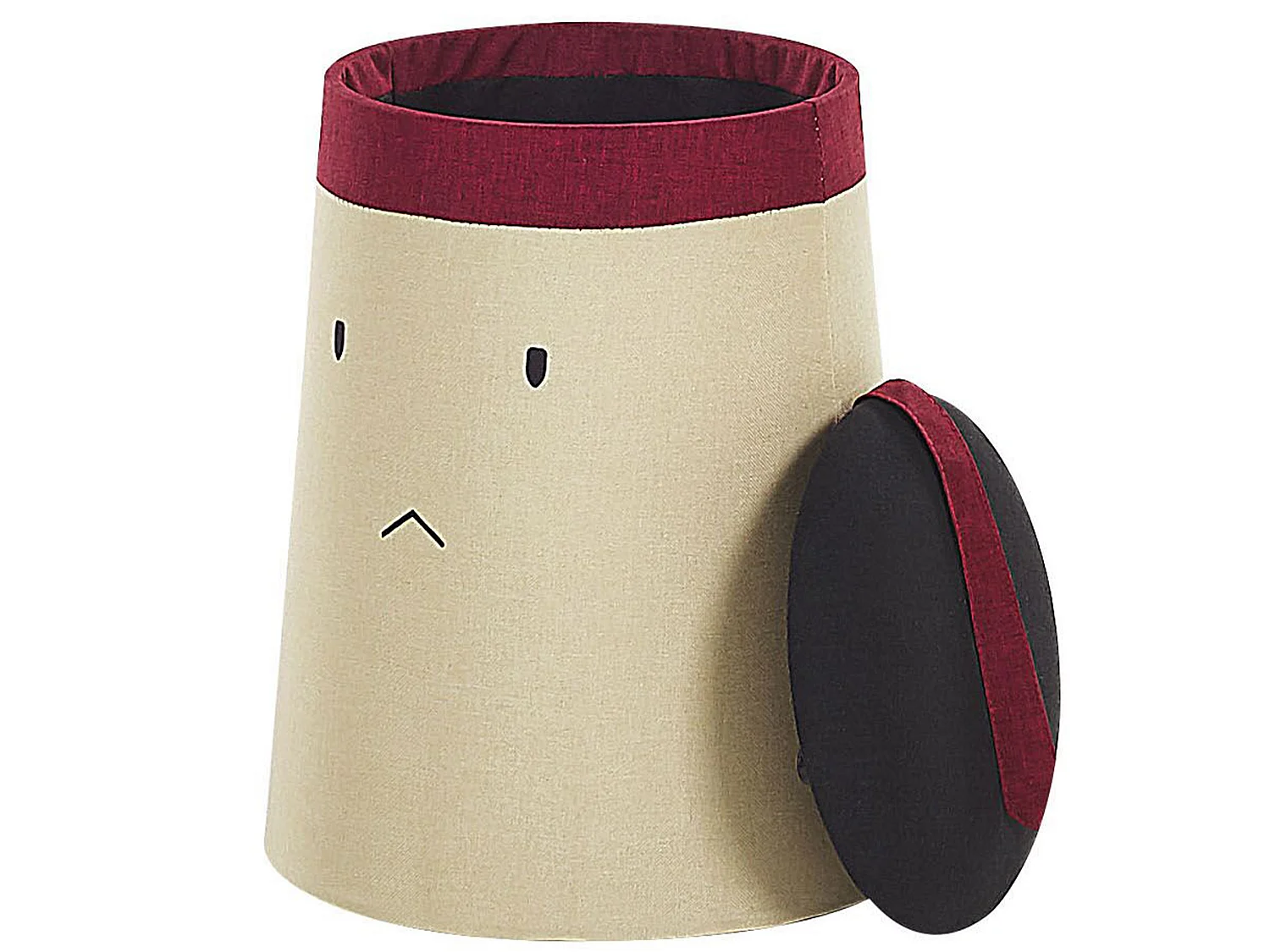 Kinderpoef met opbergruimte SAMURAI Kunstlinnen Beige 33 cm 33 cm 45 cm