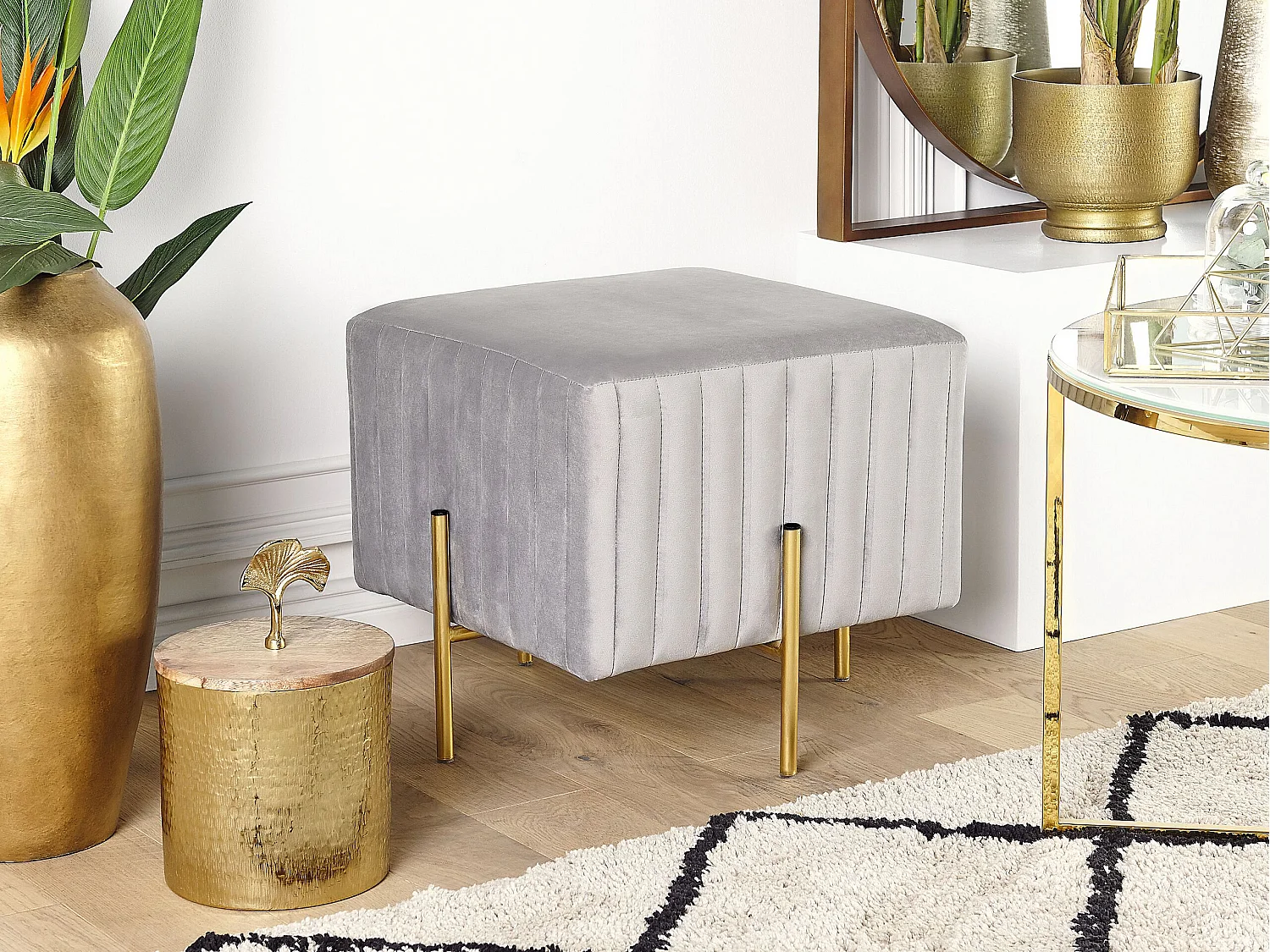 Repose-pied DAYTON Velours Gris clair