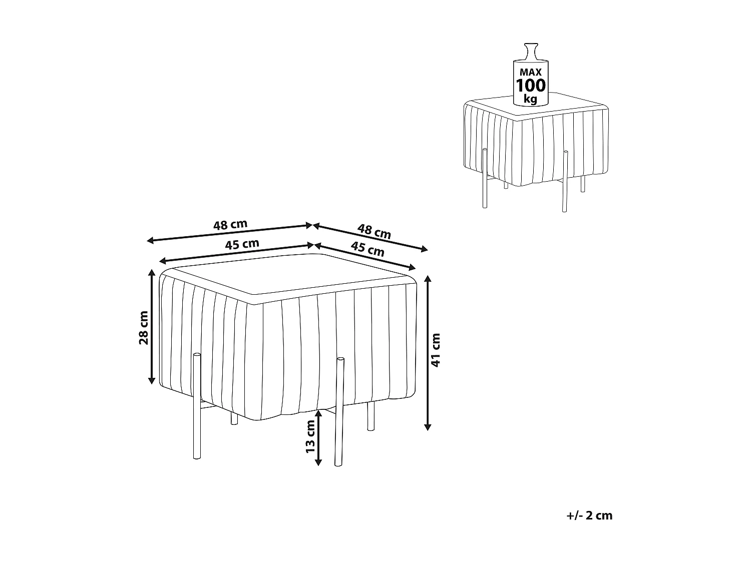 Hocker DAYTON Fluweel Lichtgrijs