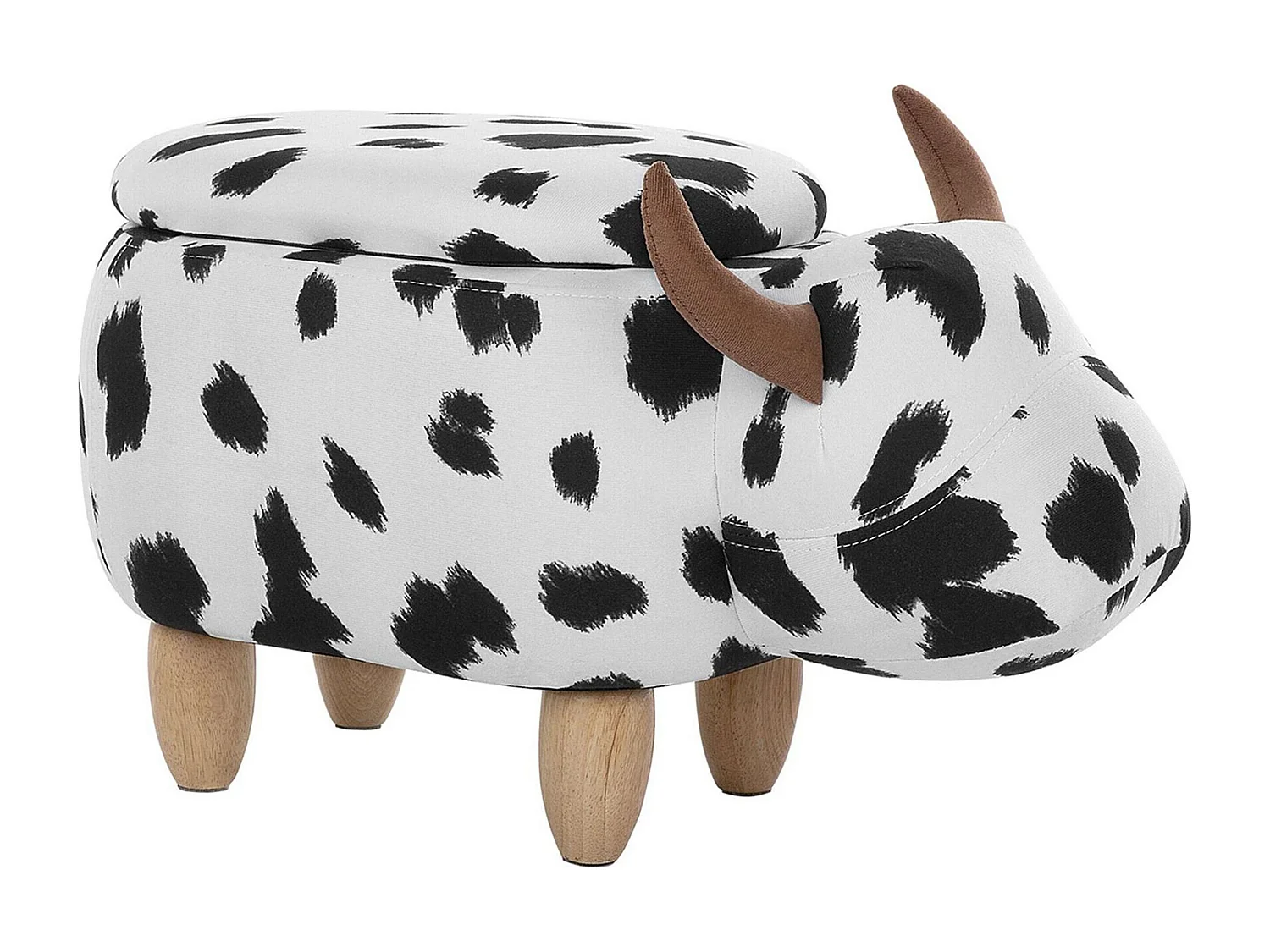 Pouf animaletto tessuto bianco e nero motivo mucca COW