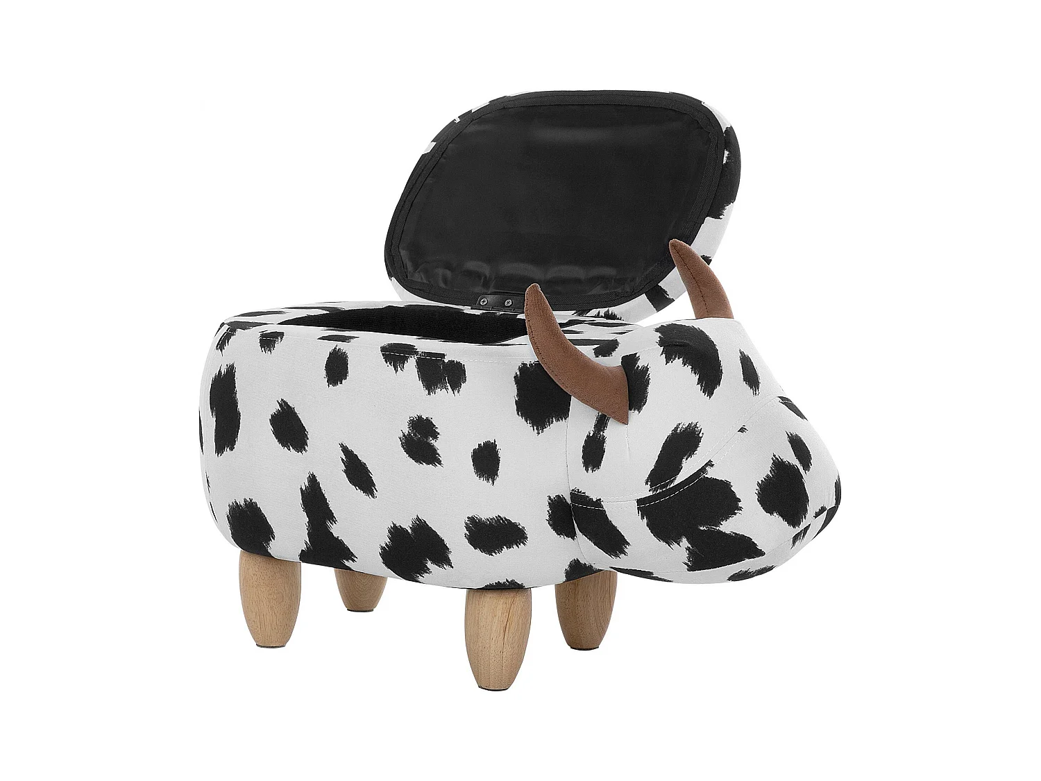 Pouf animaletto tessuto bianco e nero motivo mucca COW