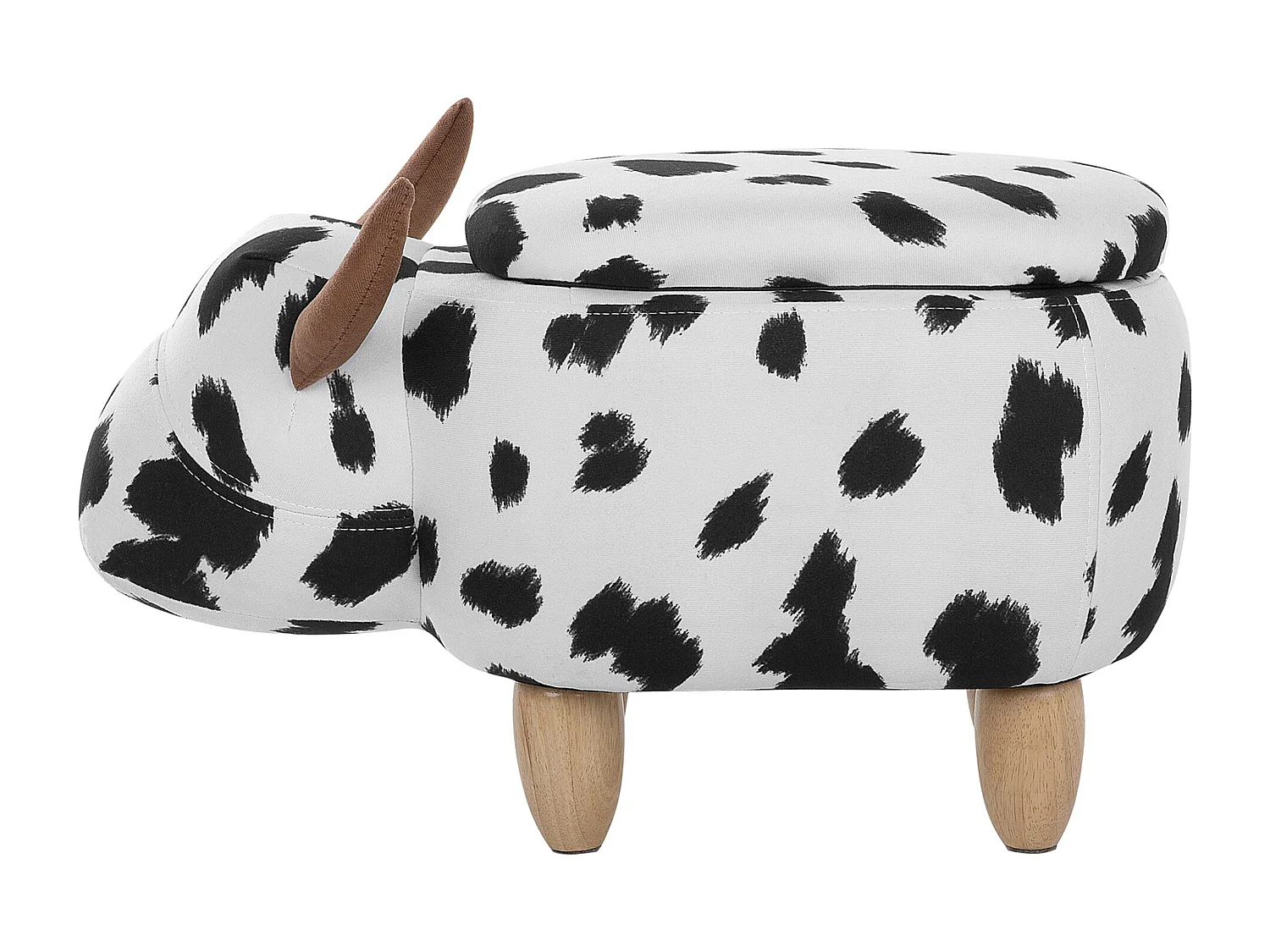 Puf animal con almacenaje COW Tela Blanco