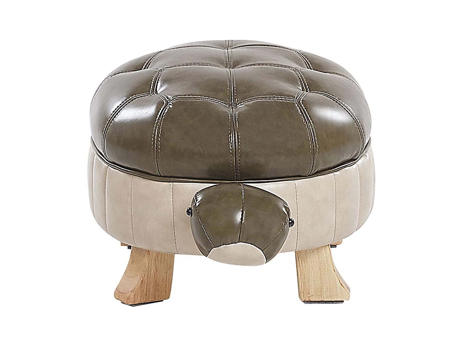 Süßer Hocker für Kinder in Schildkrötenform dunkelgrün / beige Lederoptik Turtle
