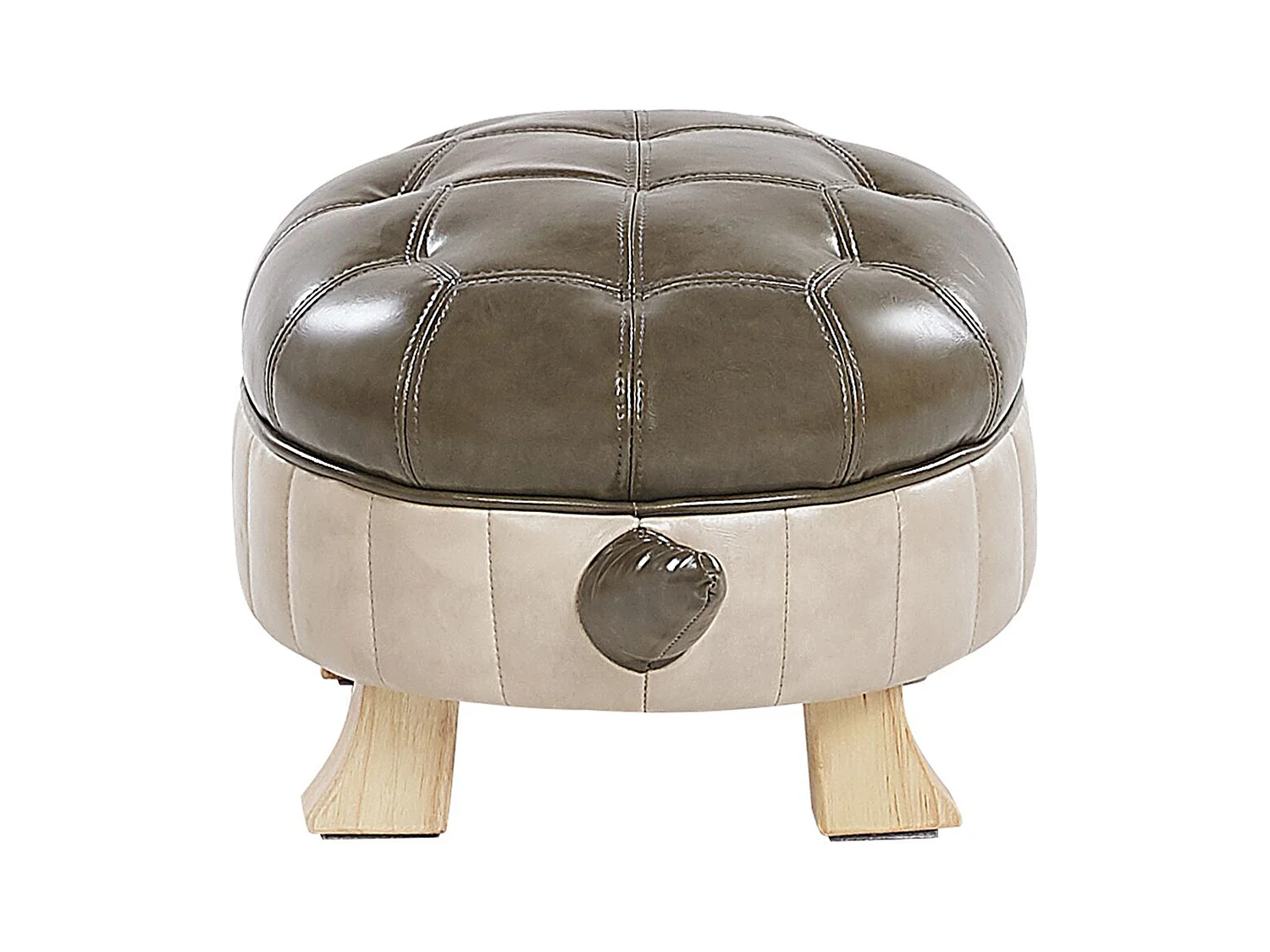 Süßer Hocker für Kinder in Schildkrötenform dunkelgrün / beige Lederoptik Turtle