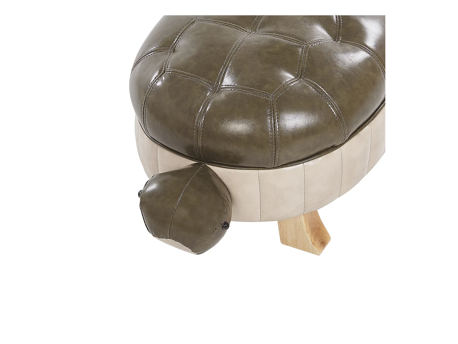 Süßer Hocker für Kinder in Schildkrötenform dunkelgrün / beige Lederoptik Turtle