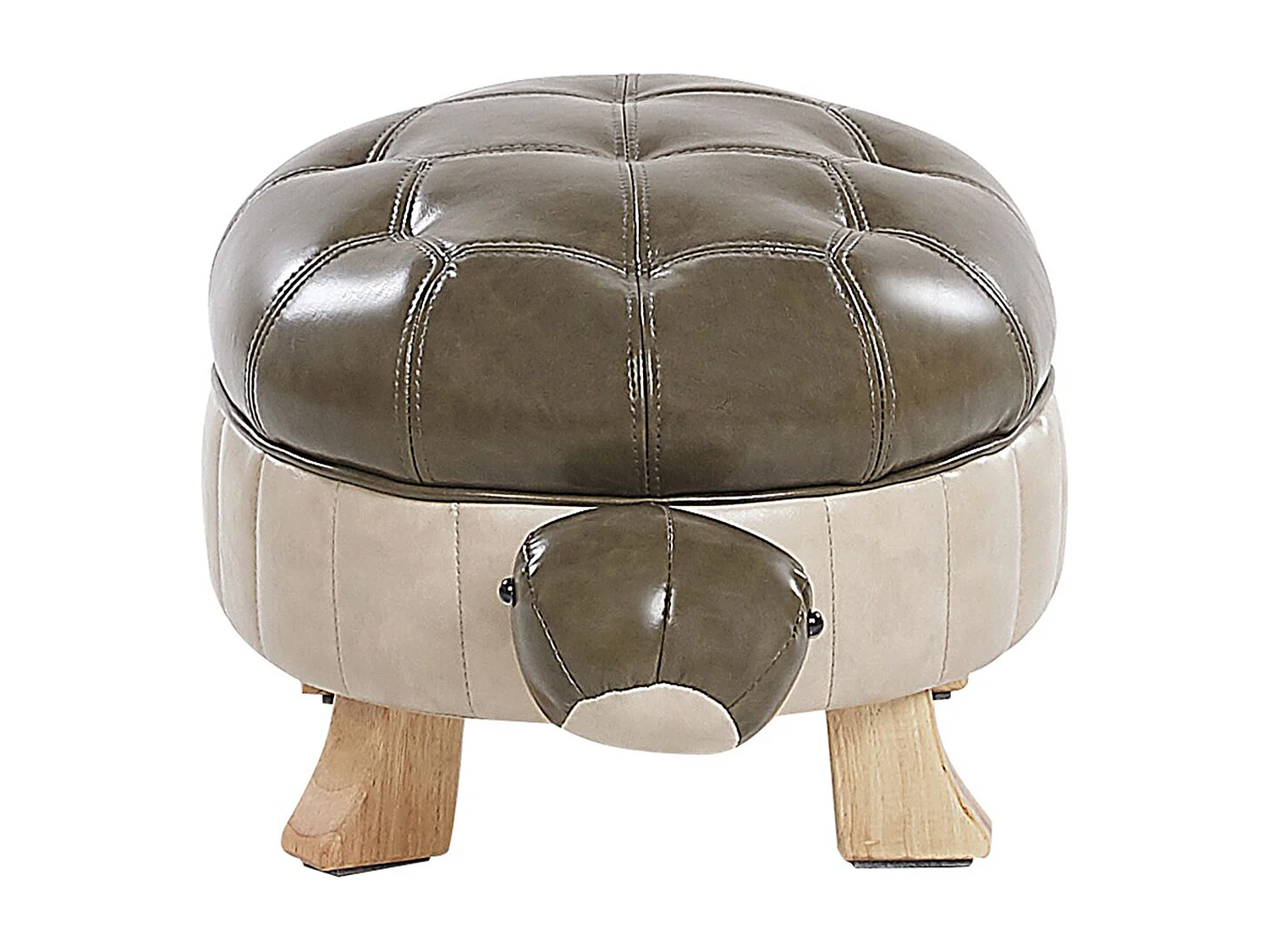 Süßer Hocker für Kinder in Schildkrötenform dunkelgrün / beige Lederoptik Turtle