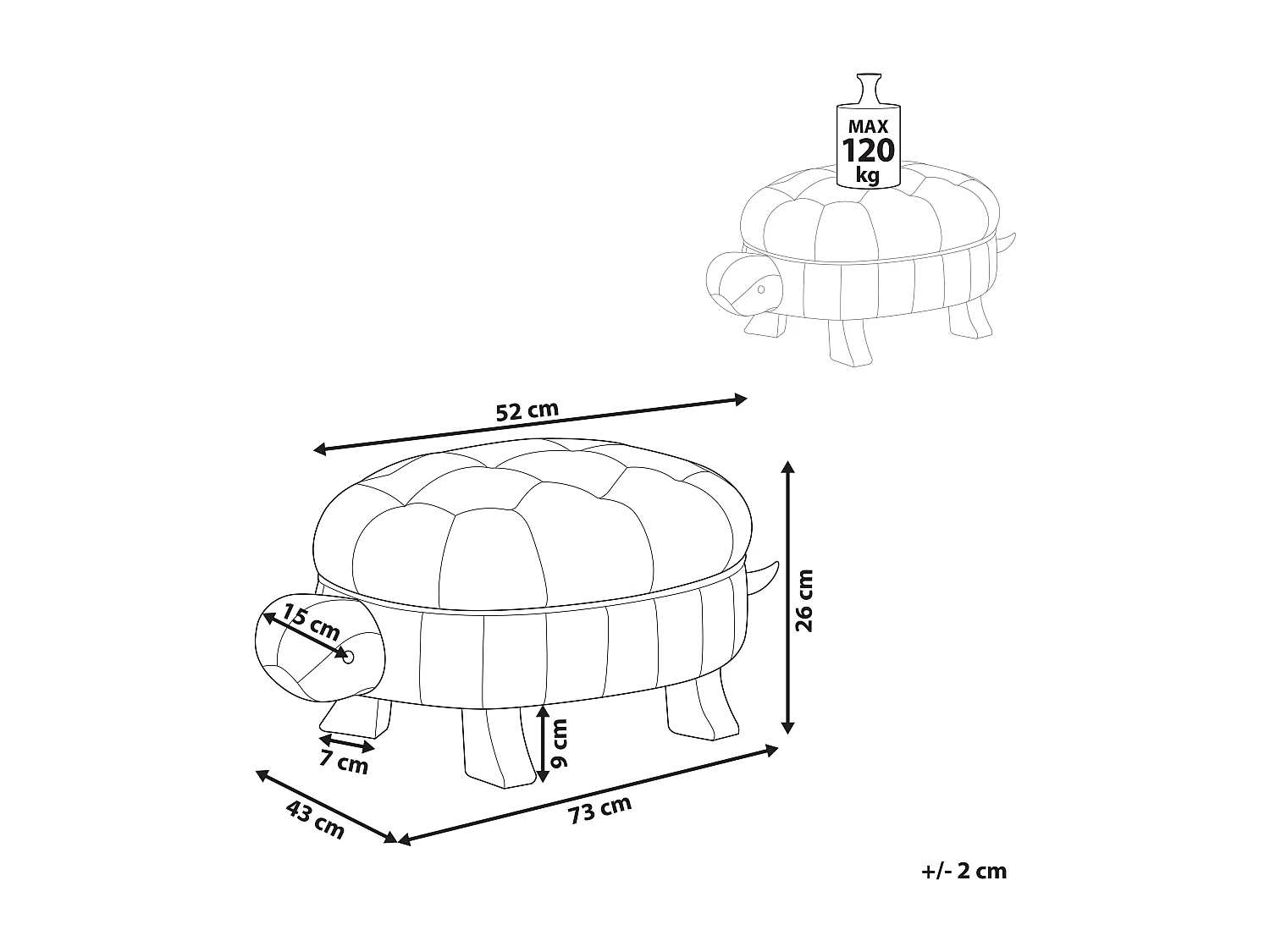 Pufa zwierzak ekoskóra zielona TURTLE