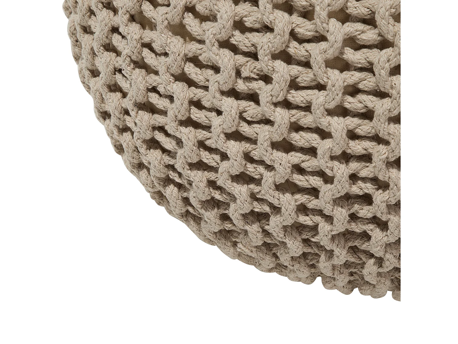 Pouf CONRAD Coton Beige clair 50 cm 50 cm 35 cm