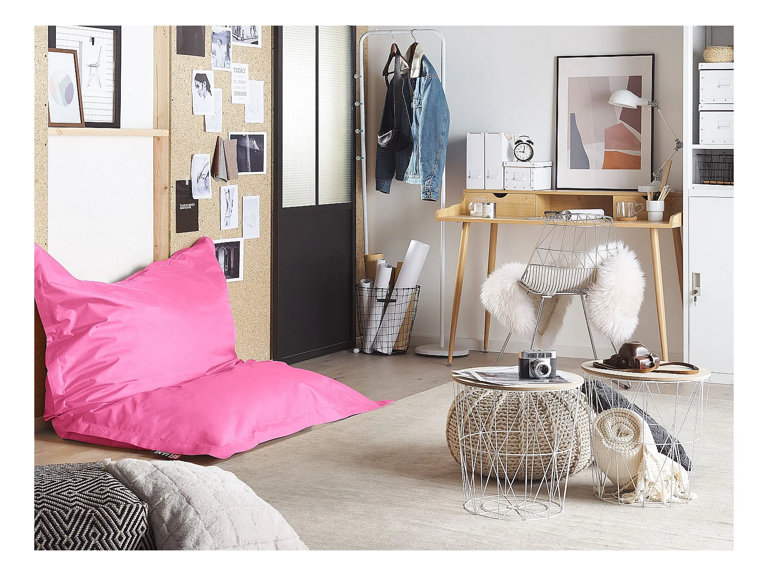 Pouf poire 300 L FUZZY 140 cm 180 cm Rose fushia
