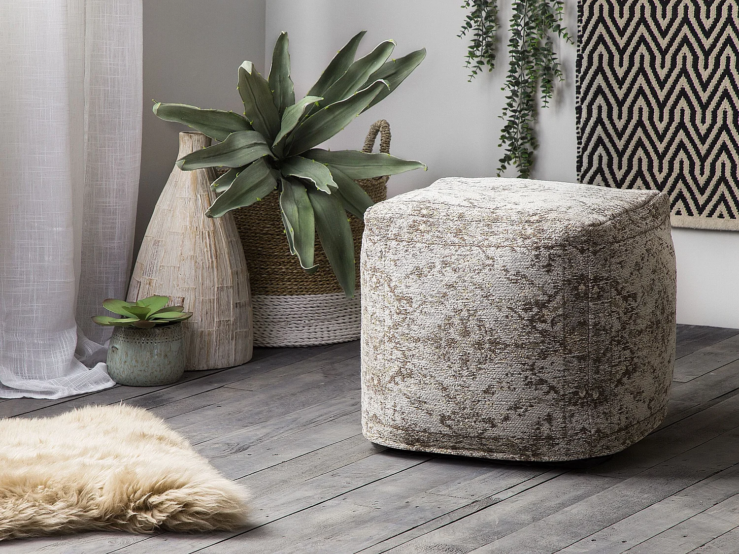 Poef MEERUT Katoen Taupe 40 cm 40 cm 40 cm