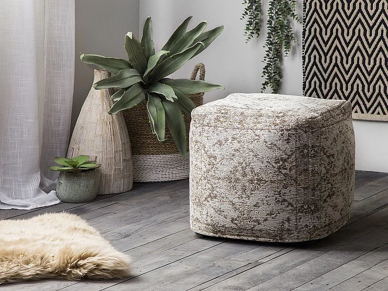 Puf MEERUT Bawełna Beżowoszary 40 cm 40 cm 40 cm