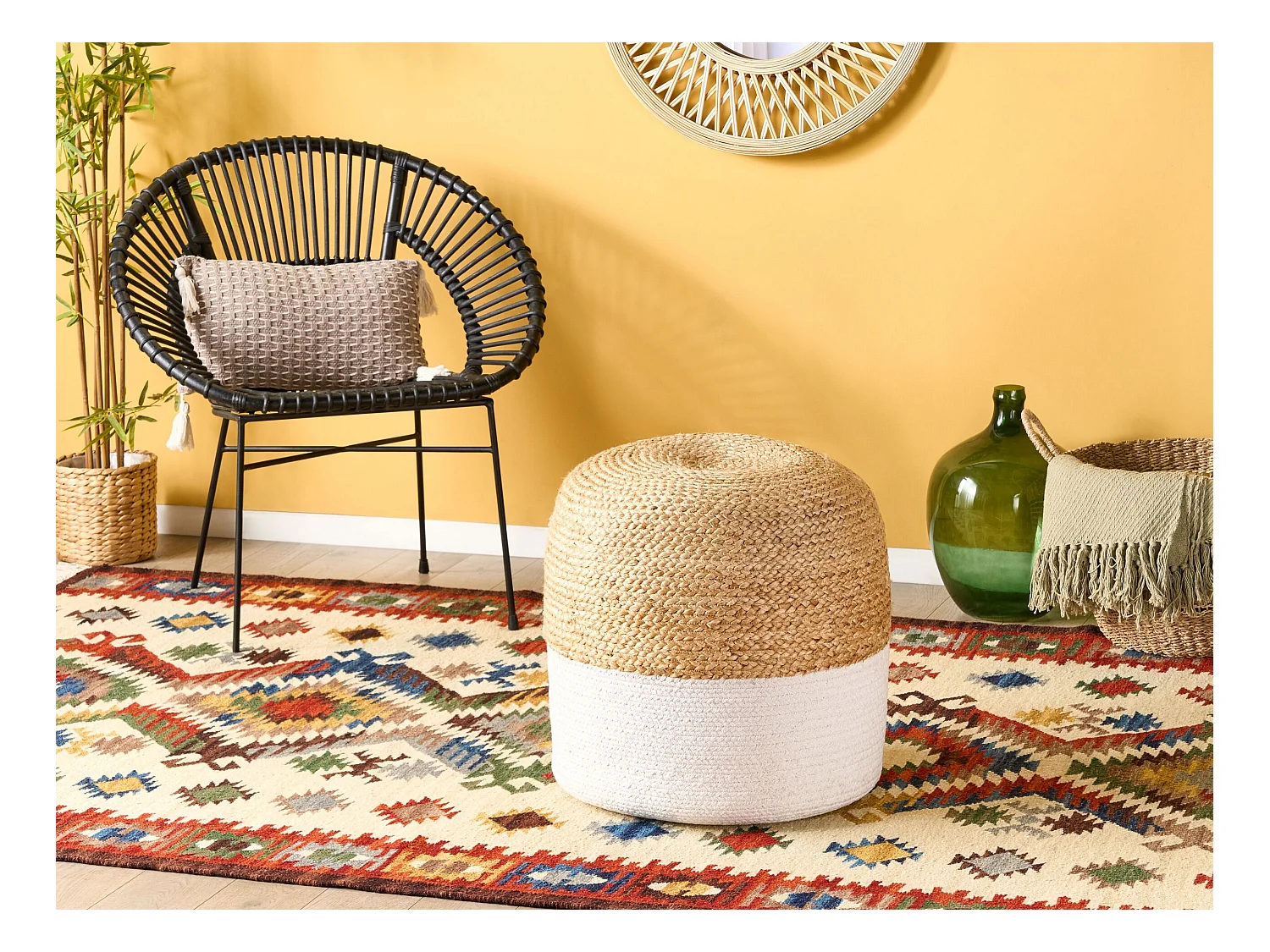 Pouf DALAMA Jute Blanc