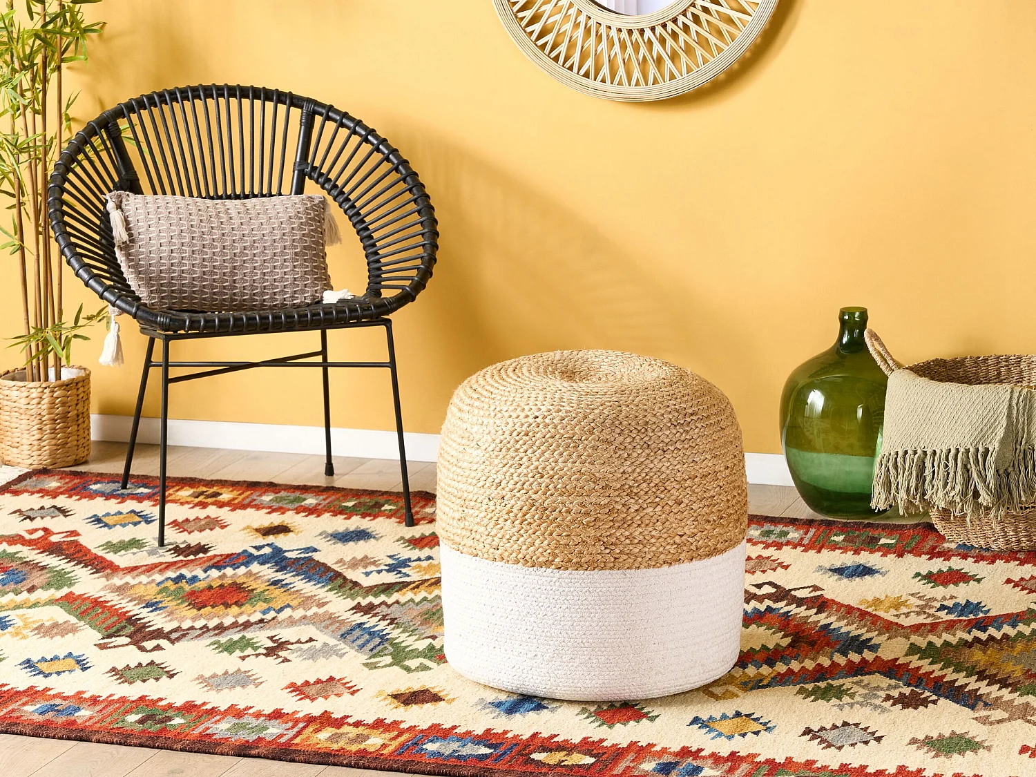 Pouf DALAMA Jute Blanc