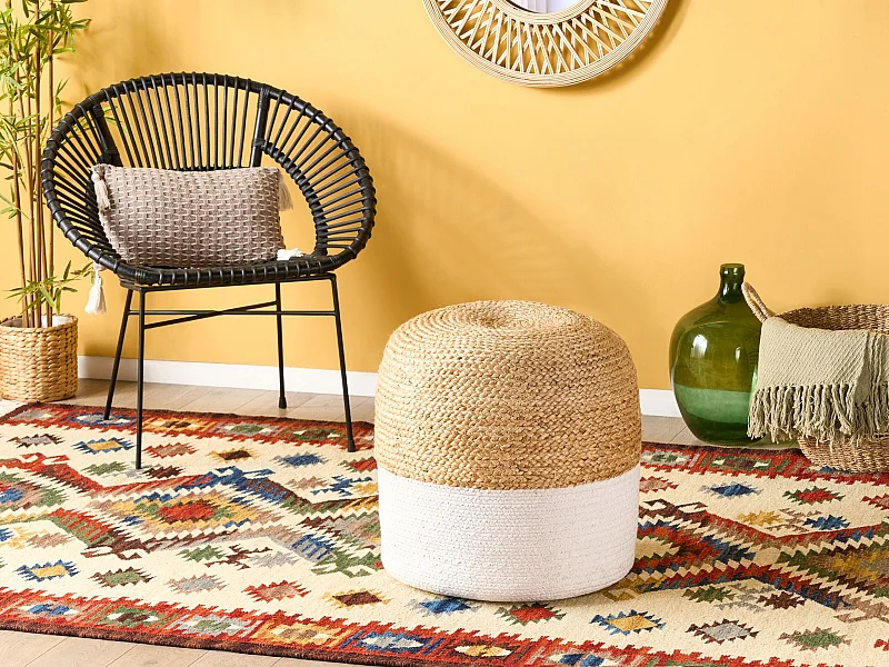 Pouf DALAMA Jute Blanc