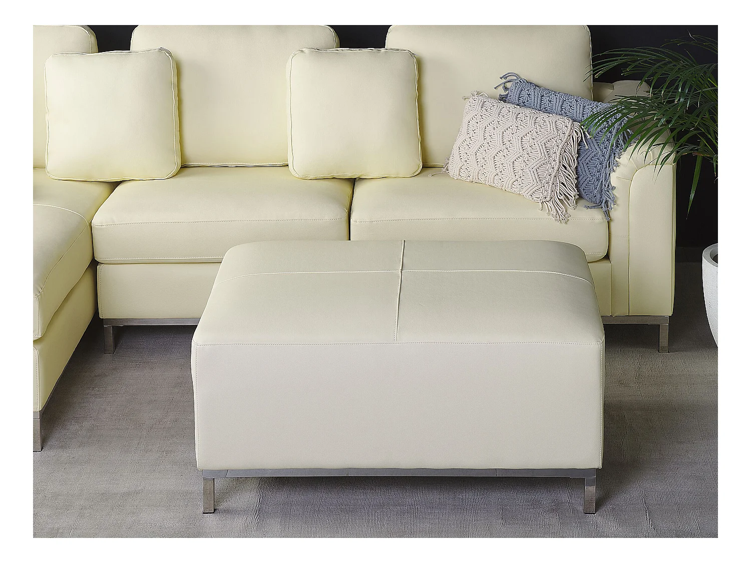 Ottoman OSLO Cuir Beige clair